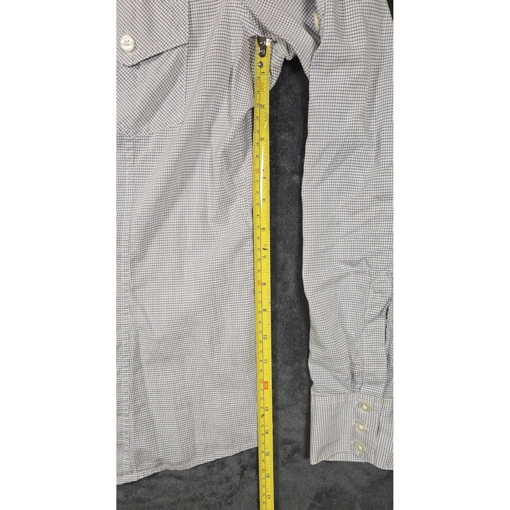 Banana Republic Button Up Shirt Women Medium White Navy Checked 100% Cotton Logo - Picture 5 of 10